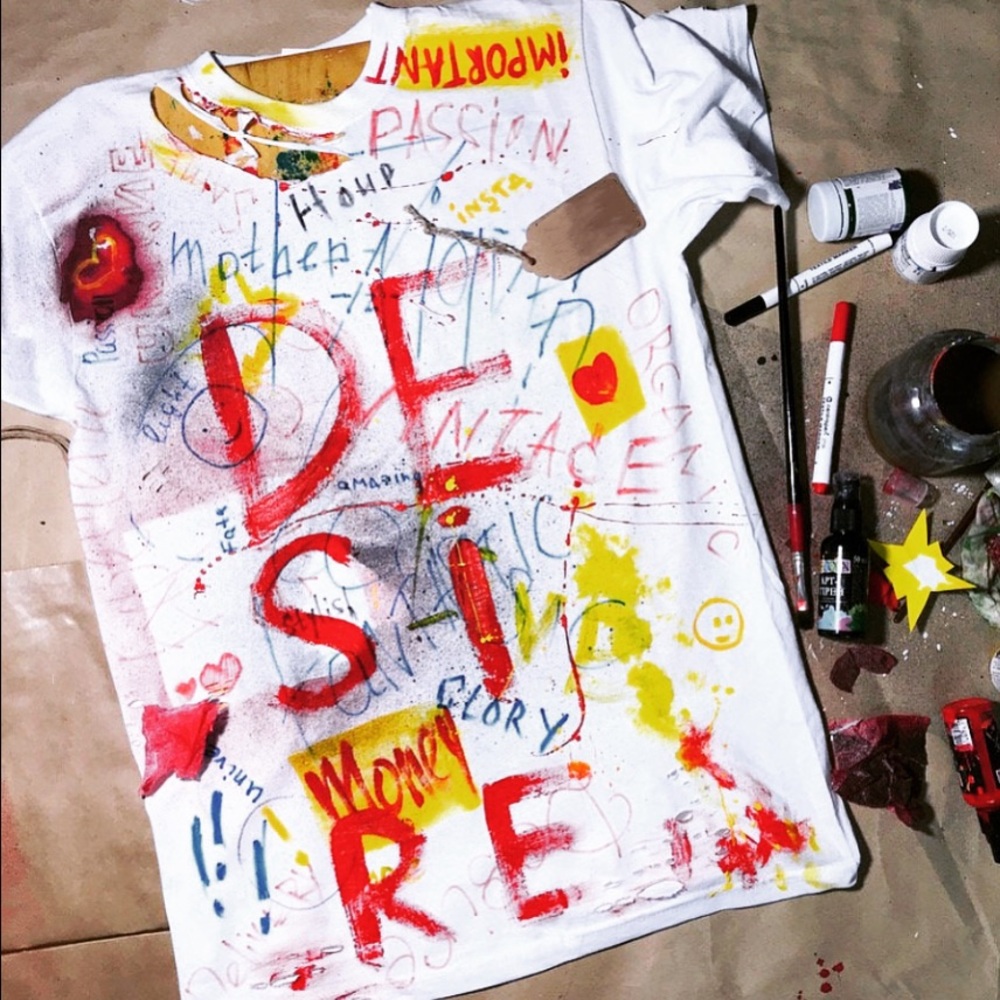 Handmade graffiti fitted colorful shirt